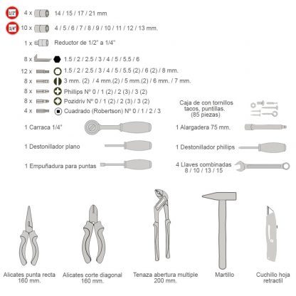 Maletín herramientas 161 pz Maurer